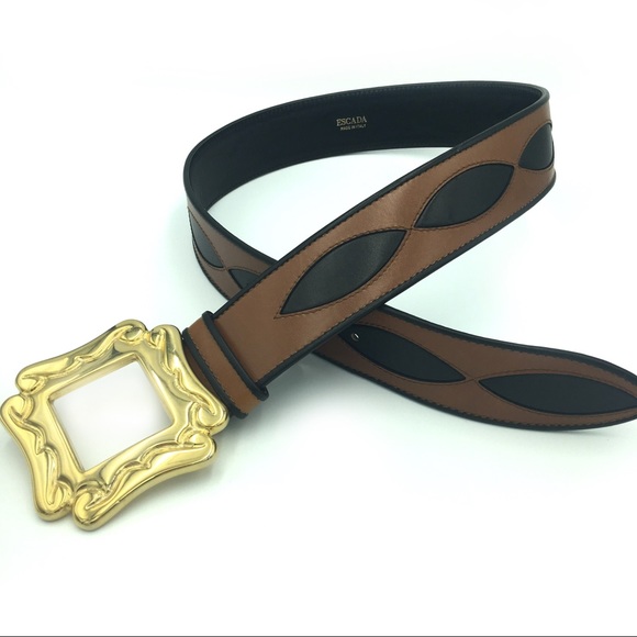 Escada Accessories - Escada Statement Belt Brown Wide Leather Italy 42